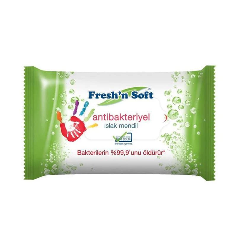 مناديل مبللة مضادة للبكتيريا، 15 قطعة من فريشن سوفت - Fresh n soft