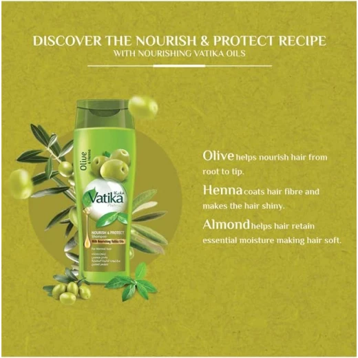 Vatika Naturals Olive & Henna Shampoo, Nourish & Protect, 1000 Ml - Vatika - Image 2