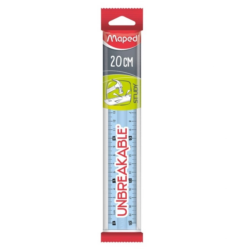 Maped Study Unbreakable Ruler, Blue, 20 Cm - Maped