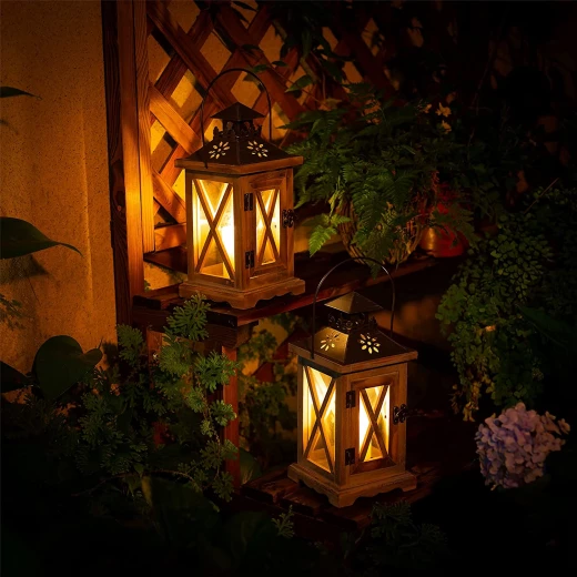 فانوس زجاجي ومعدني، باللون الرمادي، 16 × 16 × 34 سم - Image 2