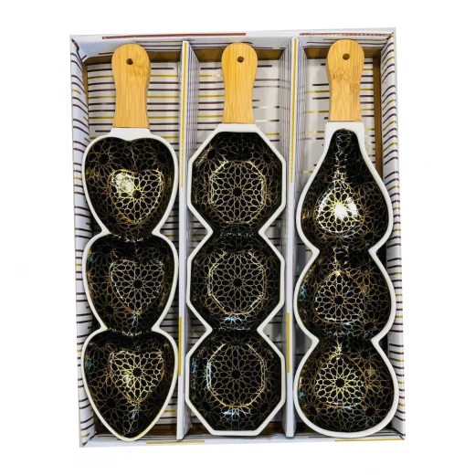 طقم مكسرات بيد خشبية, باللون الأسود, حجم كبير, 3 قطع طقم مكسرات بيد خشبية, باللون الأسود, حجم كبير, 3 قطع