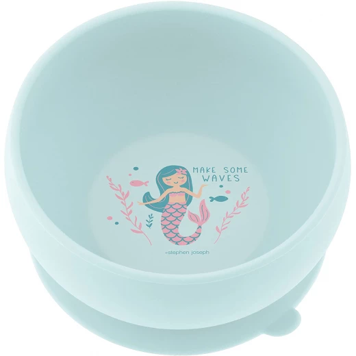 Stephen Joseph Silicone Bowl, Mermaid Design, Blue Color Stephen Joseph Silicone Bowl, Mermaid Design, Blue Color