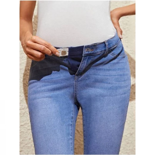 حزام موسع خصر بسيط، باللون الأزرق الغامق