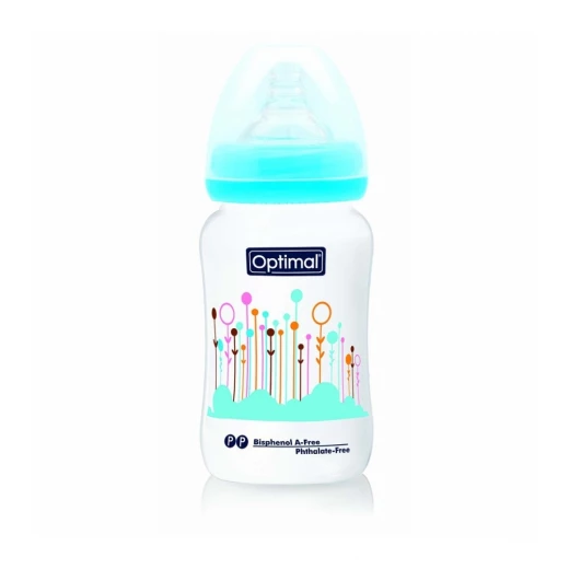 Optimal Wide Neck Baby Bottle, Blue Color, 240 Ml