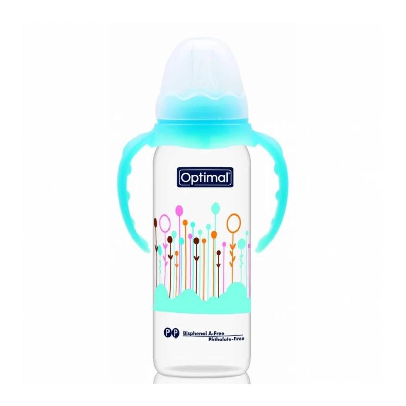 Optimal Feeding Bottle With Handle, Blue Color, 240 Ml - Optimal
