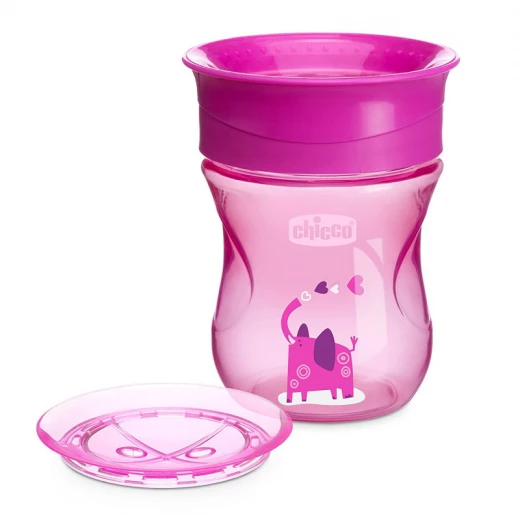 Chicco NaturalFit 360 Degree Rim Trainer Sippy Cup with Handles, in Pink, 200 ml, +12 months - Chicco - Image 4