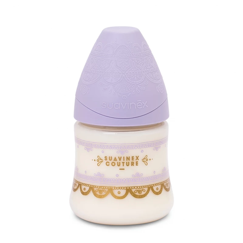Suavinex Premium Silicone Feeding Bottle, Purple Color, 150 Ml - Suavinex
