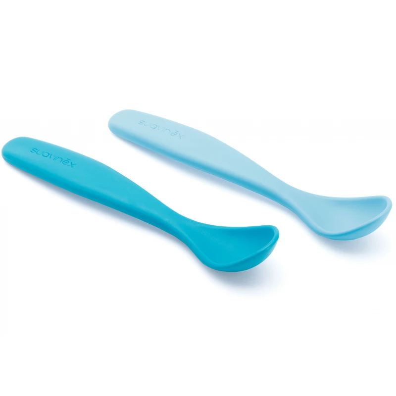 Suavinex 2-piece Silicon Spoons, Blue - Suavinex