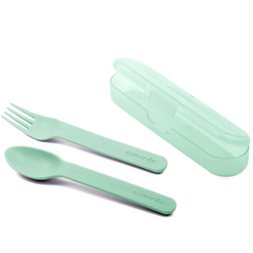 Suavinex Cutlery Set With Carrying Case Green Suavinex Cutlery Set With Carrying Case Green