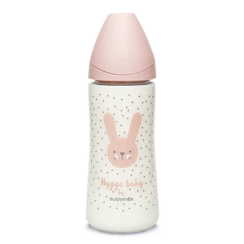 Suavinex Hygge Premium Rabbit Bottle, Pink, 360 Ml - Suavinex