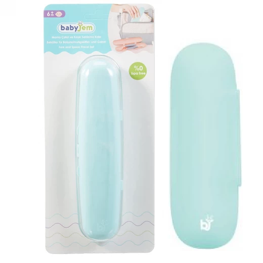 Babyjem cutlery case plastic green Babyjem cutlery case plastic green