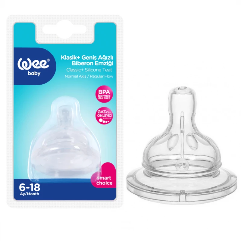 Wee Baby Medium Flow Classic Silicone Teat , Clear, 6-18m, no.2 - Wee Baby