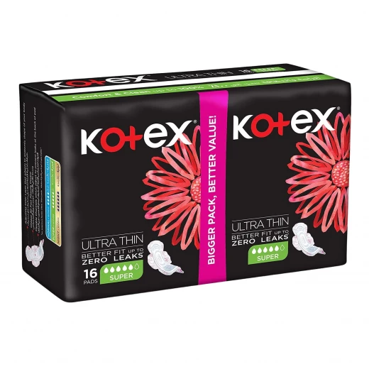 Kotex Ultra Thin Super With Wings Pads, 16 Pads Kotex Ultra Thin Super With Wings Pads, 16 Pads
