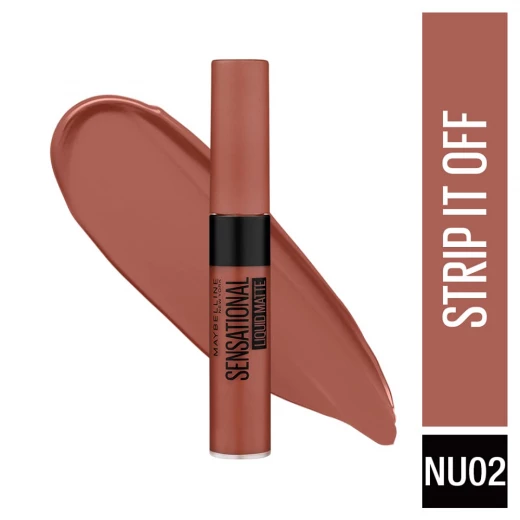 أحمر شفاه سائل غير لامع من Maybelline New York NU02 تغطية كاملة يدوم طويلاً 7 مل لون الشفاه - Maybelline - Image 2