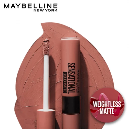 أحمر شفاه سائل غير لامع من Maybelline New York NU02 تغطية كاملة يدوم طويلاً 7 مل لون الشفاه - Maybelline - Image 3