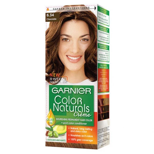 Garnier Color Naturals 6.34 Chocolate Hair Dye Kit: Long Lasting Grey Coverage & Nourishment Garnier Color Naturals 6.34 Chocolate Hair Dye Kit: Long Lasting Grey Coverage & Nourishment