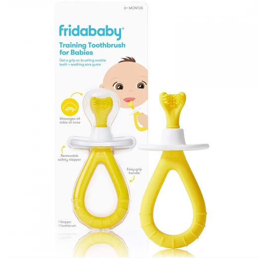 FridaBaby Training Toothbrush For Babies, Yellow Color FridaBaby Training Toothbrush For Babies, Yellow Color