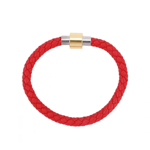 Elegant Twisted Leather Bracelet Red Elegant Twisted Leather Bracelet Red