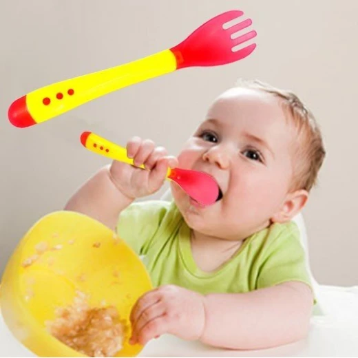 Smart Baby Spoons and Forks Feeding Set, Yellow Color - Smart Baby - Image 2
