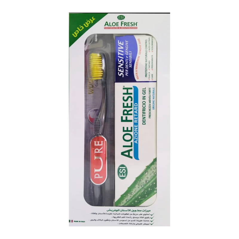 Aloe Fresh Sensitive Retard 100ml + Wow Gold Toothbrush - Aloe Fresh