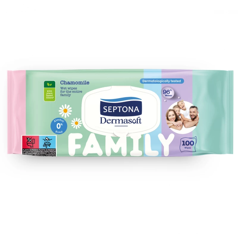 Septona Dermasoft Family Wipes, 100 Pieces - Septona