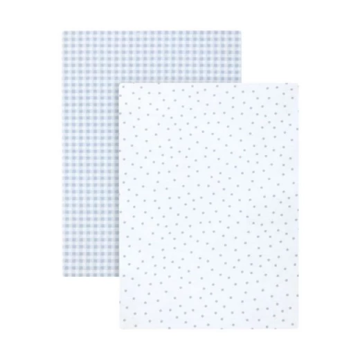 Cambrass Fitted Sheet Vichy , Blue Color, 60*120Cm, 2 Pieces - Cambrass - Image 2