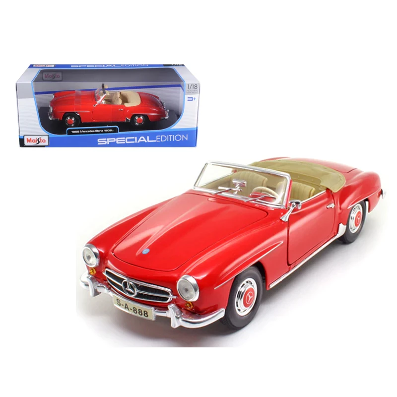 مايستو 1955 مرسيدس بنز 190SL نموذج سيارة دييكاست أحمر بمقياس 1:18 لهواة التجميع - مايستو