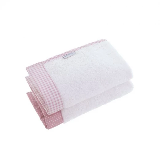 منشفة اطفال فتشي, باللون الزهري, 25*35 سم, قطعتان من كامبراس منشفة اطفال فتشي, باللون الزهري, 25*35 سم, قطعتان من كامبراس
