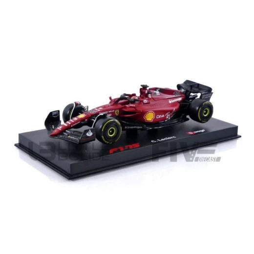 مجسم سيارة فيراري F1 75 2022 من بيوراجو مع خوذة حمراء مقياس 1:43 نموذج قابل للجمع لعشاق ومحبي فيراري - بوراغو - Image 2