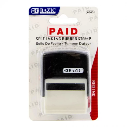 Bazic Paid Self Inking Rubber Stamp, Red Color Bazic Paid Self Inking Rubber Stamp, Red Color