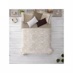 Manterol Doko Velvet Winter Comforter Set, Beige Color, King Size, 6 Pieces - MANTEROL