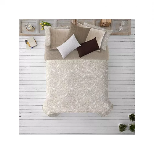 Manterol Doko Velvet Winter Comforter Set, Beige Color, King Size, 6 Pieces Manterol Doko Velvet Winter Comforter Set, Beige Color, King Size, 6 Pieces