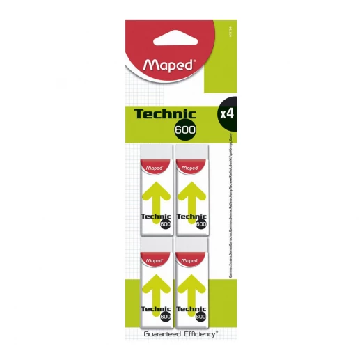 Maped Technic Eraser, White Color, 4 Pieces Maped Technic Eraser, White Color, 4 Pieces