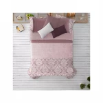 Manterol Doko Velvet Winter Comforter Set, Pink Color, King Size,  6 Pieces - MANTEROL