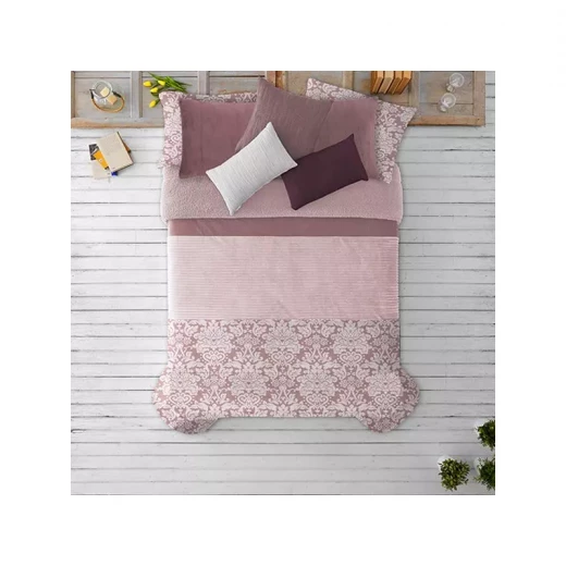 Manterol Doko Velvet Winter Comforter Set, Pink Color, King Size, 6 Pieces Manterol Doko Velvet Winter Comforter Set, Pink Color, King Size, 6 Pieces