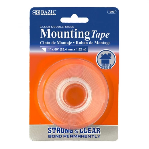Bazic Double Sided Clear Mounting Tape 1" X 60" Bazic Double Sided Clear Mounting Tape 1" X 60"