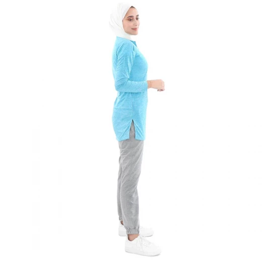 RB Long Sleeve Cycling Jersey, Azure Blue Color - RB - Image 2