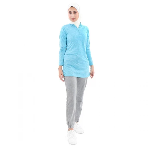 RB Long Sleeve Cycling Jersey, Azure Blue Color RB Long Sleeve Cycling Jersey, Azure Blue Color