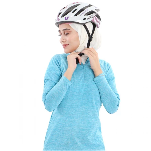 RB Long Sleeve Cycling Jersey, Azure Blue Color - RB - Image 3