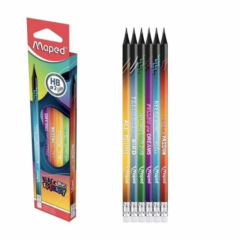 Maped Black Peps Energy Graphite Pencils 12pc Hb#2 - Maped