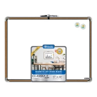 BAZIC 17" X 23" Cork Framed Magnetic Dry Erase Board w/ Marker & 2 Magnets