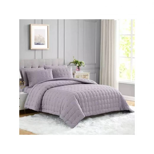 Nova Home "Natori" Embroidered Comforter Set, Purple Color, 6 Pieces Nova Home "Natori" Embroidered Comforter Set, Purple Color, 6 Pieces