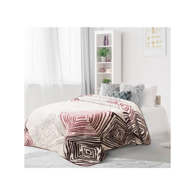 ARMN Cuddly Engraved Single Blanket, Burgundy Color, 160*240 - Armn
