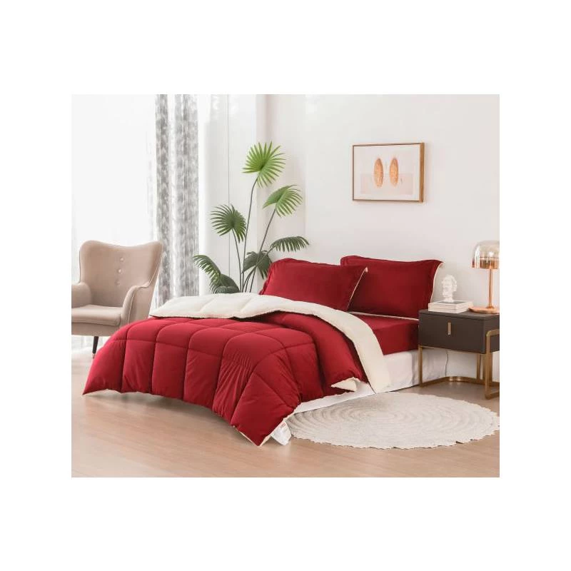 ARMN So Soft Kingsize Winter Comforter, Burgundy Color 4 Pieces - Armn