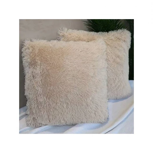 غطاء وسادة الفراء المشع, باللون البيج, 45*45 سم من نوفا هوم