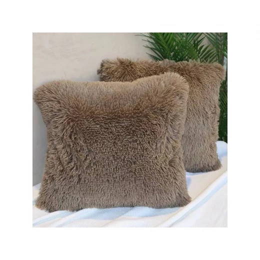 غطاء وسادة الفراء المشع, باللون البني, 45*45 سم من نوفا هوم غطاء وسادة الفراء المشع, باللون البني, 45*45 سم من نوفا هوم