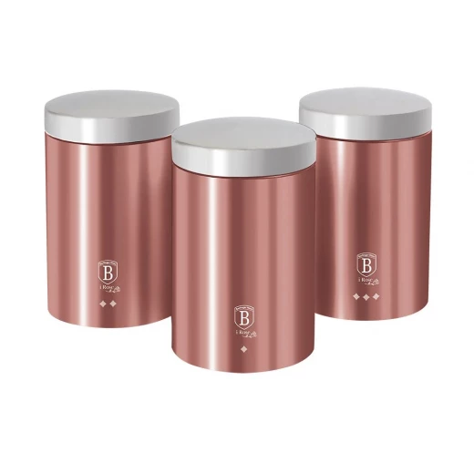 Berlinger Haus Canister Set, Rose Color , 3 Pieces Berlinger Haus Canister Set, Rose Color , 3 Pieces