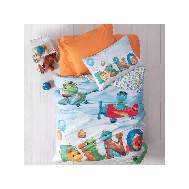 Nova Home Duvet Cover, Single /Twin Single, Light Blue & Orange Color ,3 Pieces - Nova Home