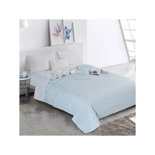 بطانية قطنية كروك, باللون الازرق, 150*200 من نوفا هوم بطانية قطنية كروك, باللون الازرق, 150*200 من نوفا هوم