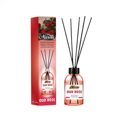 Marota Luxury Reed Diffuser Oud Rose Scent, Long-Lasting Air Freshener, 110ml Elegant Home, Hotel & Room Fragrance Marota Luxury Reed Diffuser Oud Rose Scent, Long-Lasting Air Freshener, 110ml Elegant Home, Hotel & Room Fragrance